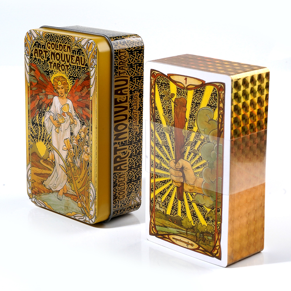 10.3*6 cm Golden Art Nouveau T - đánh giá và giá Tarot Deck With Guidebook