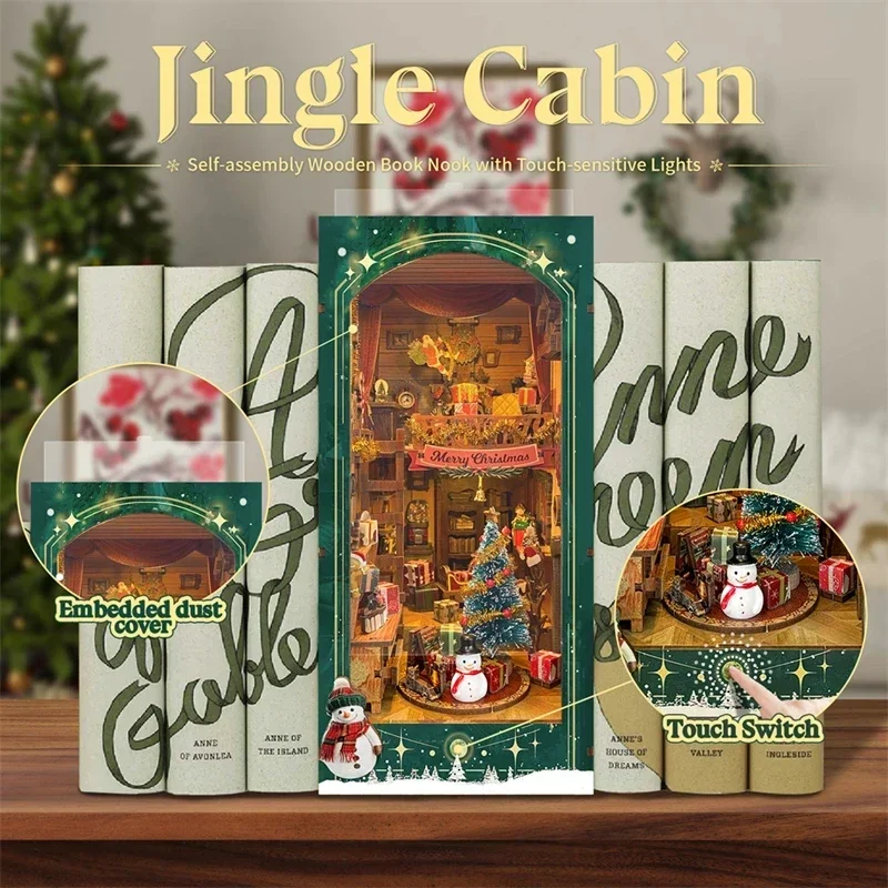 Merry Christmas DIY Wooden Boo - đánh giá và giá Diy Wooden Book Nook Kit Shelf Insert